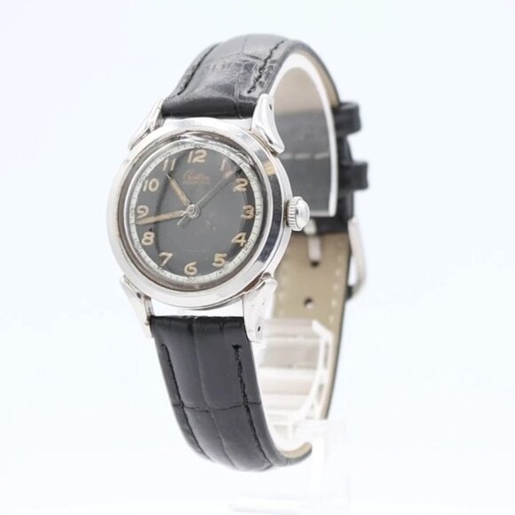 Vintage 30mm Croton Aquamatic Black Dial Men's Automatic Wristwatch Swiss Steel - Picture 1 of 5
